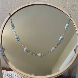 Sterling silver Jade paper clip necklace